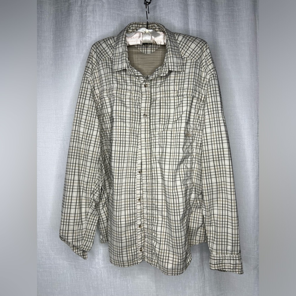 REI MENS SAHARA CO-OP Long Sleeve shirt XL Plaid outdoor ventilated